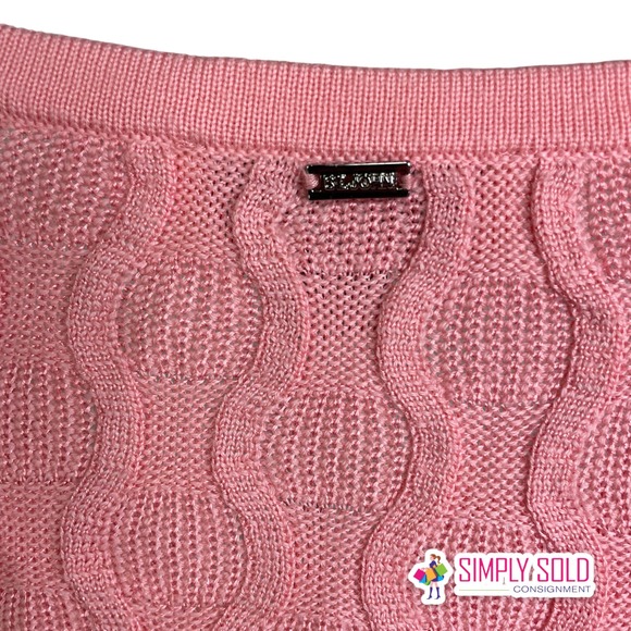 St. John Women's Cardigan Sweater Long Sleeve Button-Up Pink Knit Wool Cable M - Picture 9 of 14